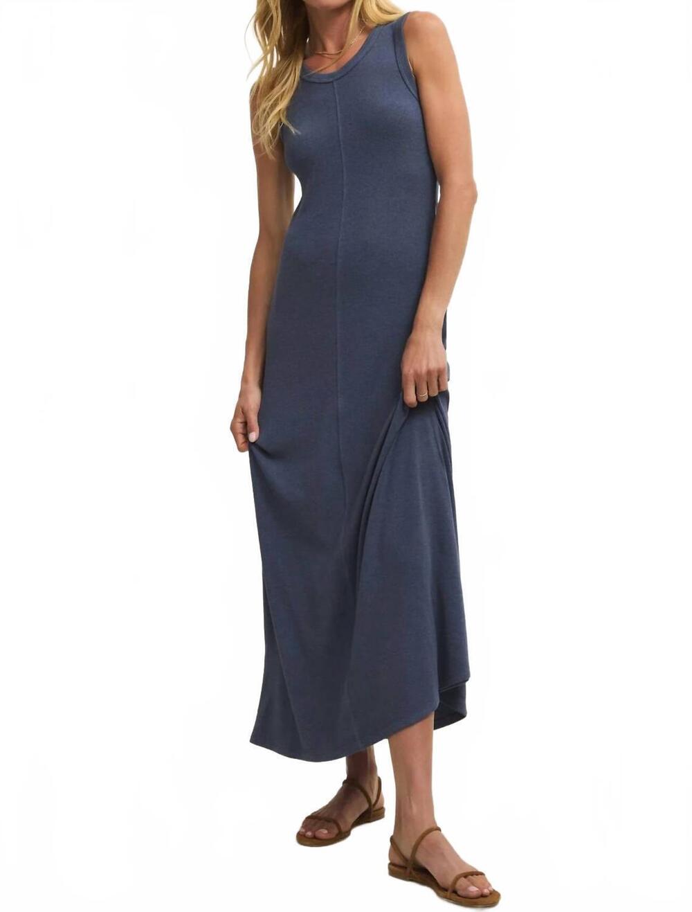 NEW Z SUPPLY linden slub rib maxi dress in indigo